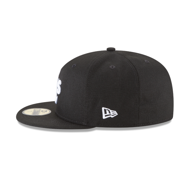 Oakland Athletics MLB New Era Men Black White 59Fifty Basic Fitted Hat product image 4, provided for visual reference and