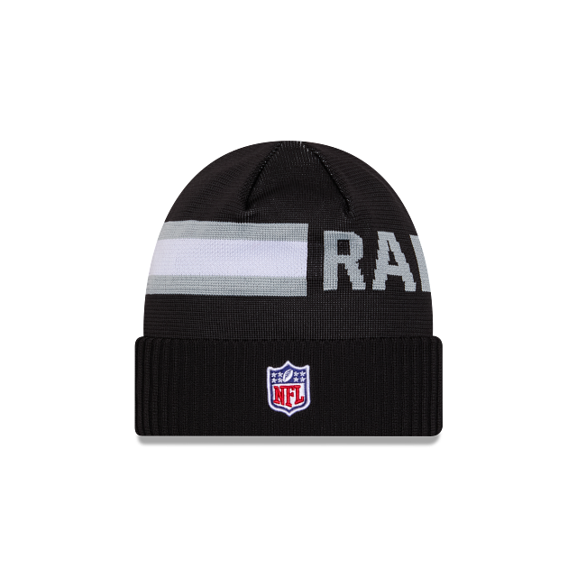 Las Vegas Raiders NFL New Era Men Black 2024 Sideline Tech Knit Hat product image 2, provided for visual reference and
