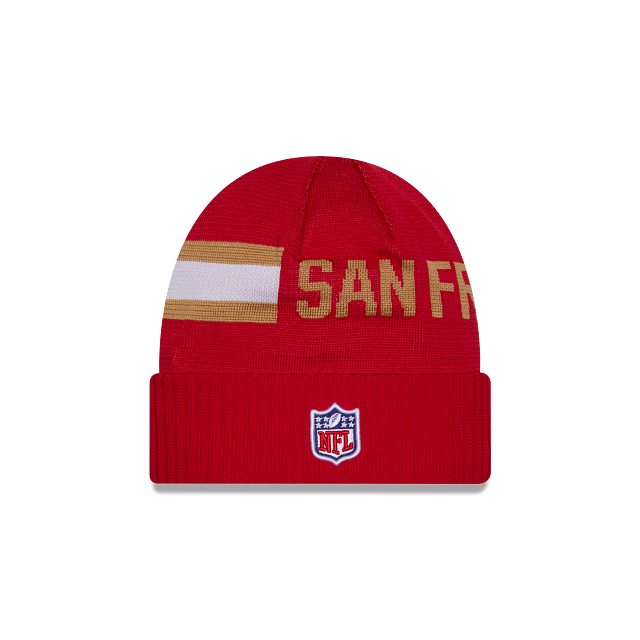 San Francisco 49ers NFL New Era Men Red 2024 Sideline Tech Knit Hat product image 2, provided for visual reference and