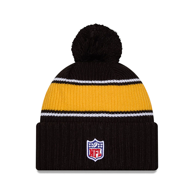 Pittsburgh Steelers NFL New Era Men Black 2024 Sideline Sport Knit Pom Hat product image 2, provided for visual reference