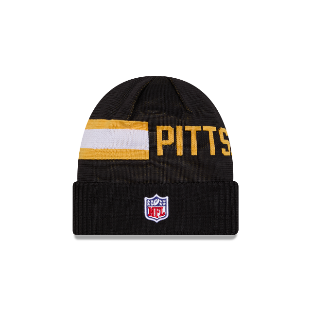Pittsburgh Steelers NFL New Era Men Black 2024 Sideline Tech Knit Hat product image 2, provided for visual reference and