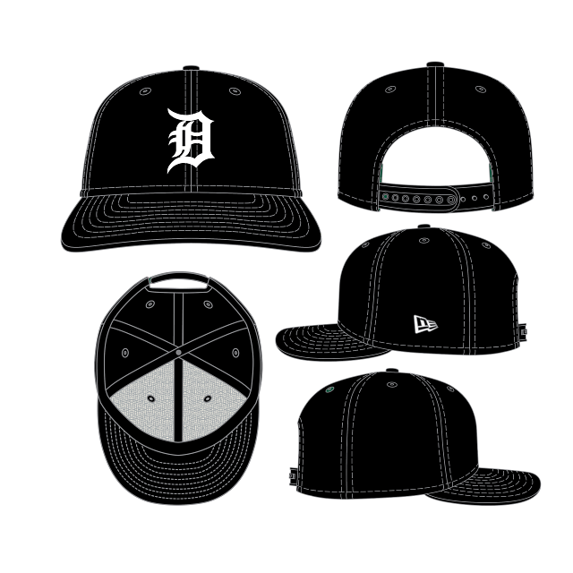 Detroit Tigers MLB New Era Men Black White 9Seventy Snapback Hat product image 1, provided for visual reference and product