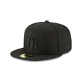 New York Yankees MLB New Era Men Black on Black 59Fifty Basic Fitted Hat product image 1, provided for visual reference and