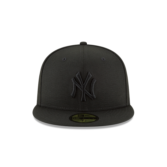 New York Yankees MLB New Era Men Black on Black 59Fifty Basic Fitted Hat product image 5, provided for visual reference and