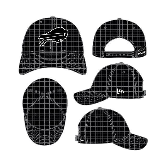 Buffalo Bills NFL New Era Men Black White 9Forty Stretch Snapback Hat product image 1, provided for visual reference and