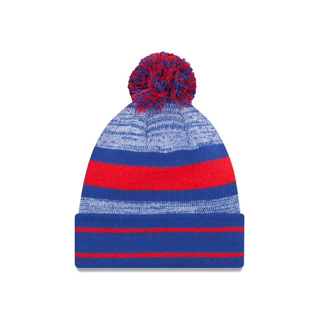 Buffalo Bills NFL New Era Men Blue Cuff Pom Knit Hat product image 2, provided for visual reference and product detail review