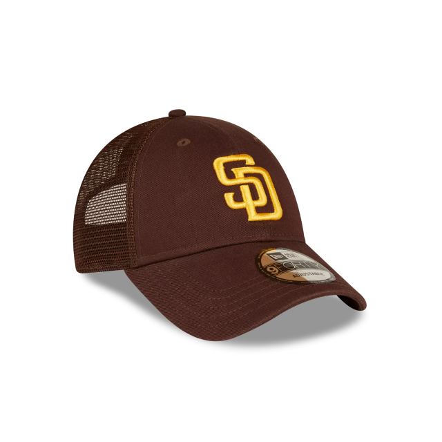 San Diego Padres MLB New Era Men Brown 9Forty Trucker Adjustable Hat product image 4, provided for visual reference and