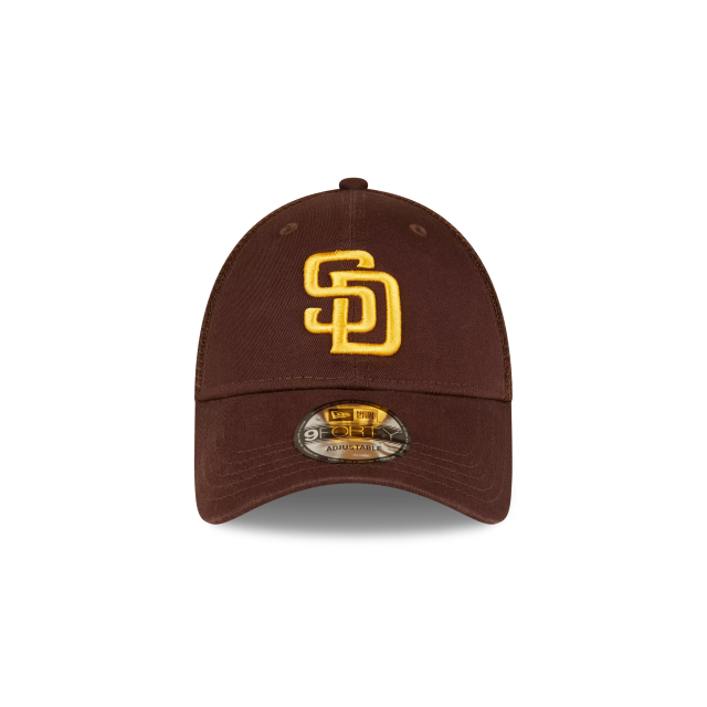 San Diego Padres MLB New Era Men Brown 9Forty Trucker Adjustable Hat product image 3, provided for visual reference and