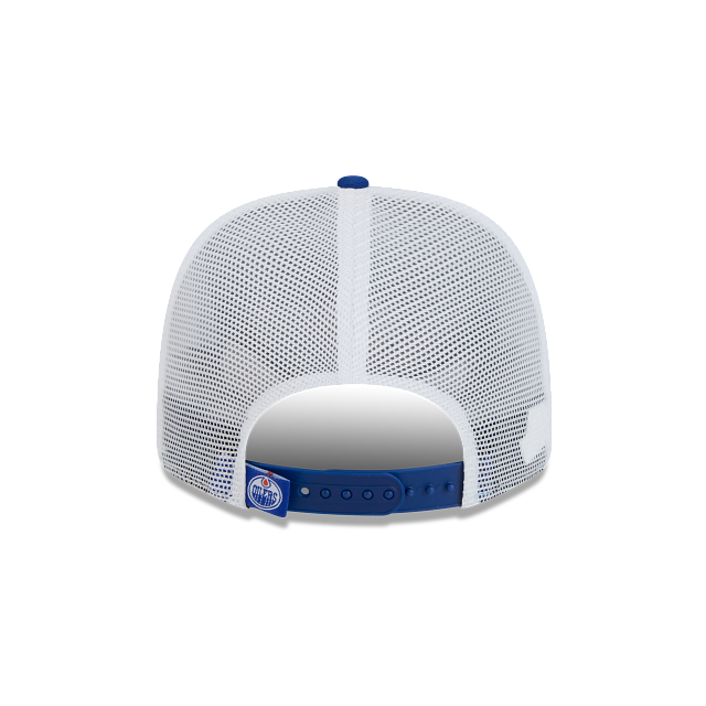 Edmonton Oilers NHL New Era Men Royal 9Seventy Trucker Snapback Hat product image 2, provided for visual reference and