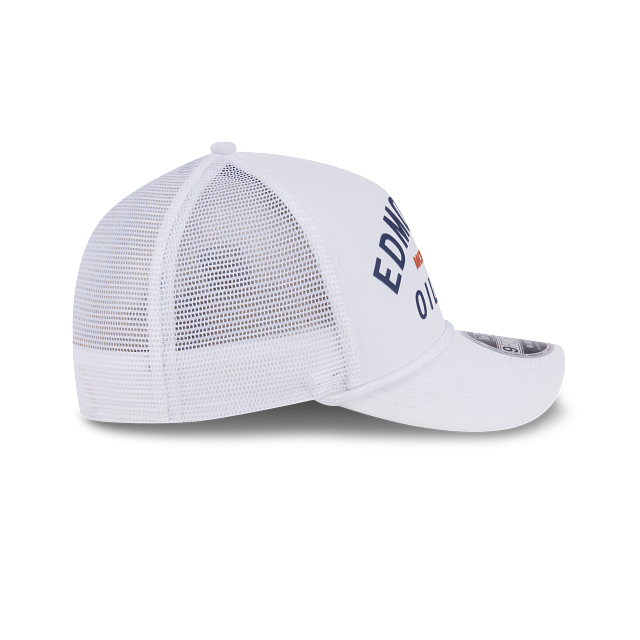 Edmonton Oilers NHL New Era Men White 9FORTY M-Crown A-Frame Minimalist Trucker Hat product image 6, provided for visual
