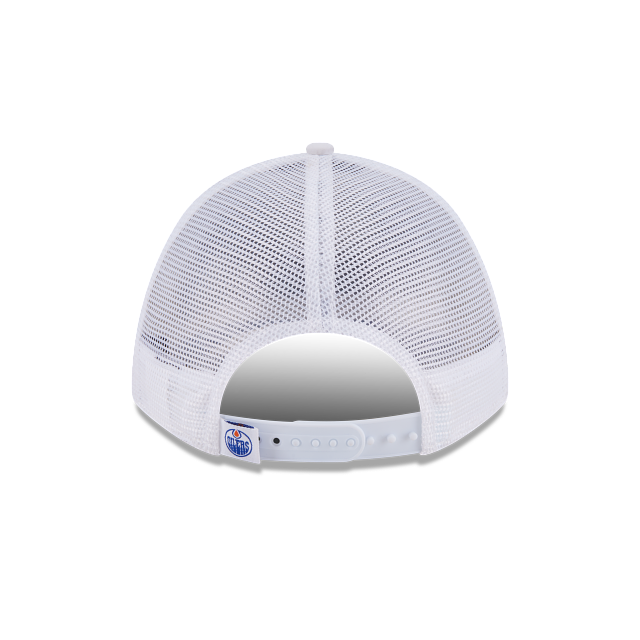 Edmonton Oilers NHL New Era Men White 9FORTY M-Crown A-Frame Minimalist Trucker Hat product image 2, provided for visual
