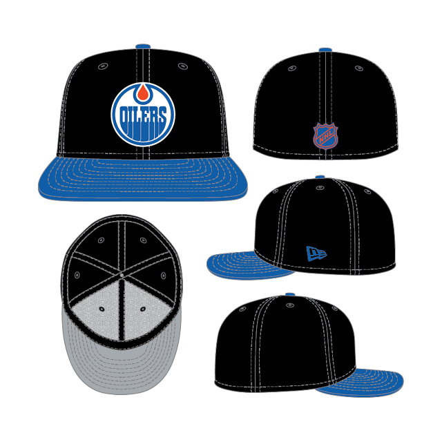 Edmonton Oilers NHL New Era Men Black Royal Two Tone 59Fifty Fitted Hat product image 5, provided for visual reference and