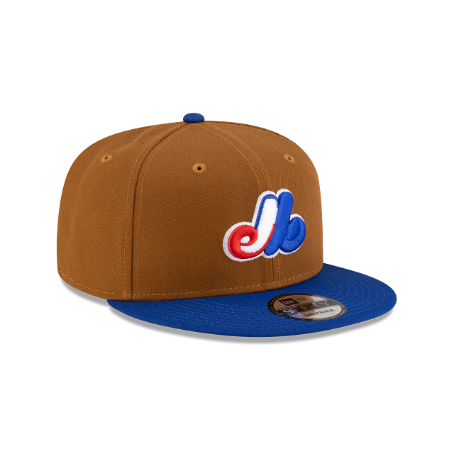 Montreal Expos MLB New Era Men 9Fifty Toasted Peanut/Royal Basic Snapback Hat product image 6, provided for visual reference