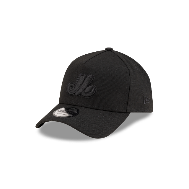 Montreal Expos MLB New Era Men Black on Black 9Forty A-Frame Snapback product image 1, provided for visual reference and