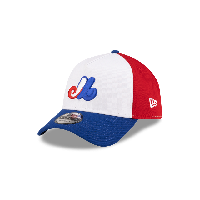 Montreal Expos MLB New Era Men Tricolor 9Forty A-Frame Snapback Hat product image 1, provided for visual reference and