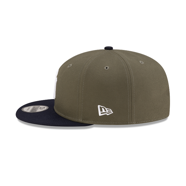 New York Yankees MLB New Era Men 9Fifty Olive/Navy Basic Snapback Hat product image 5, provided for visual reference and