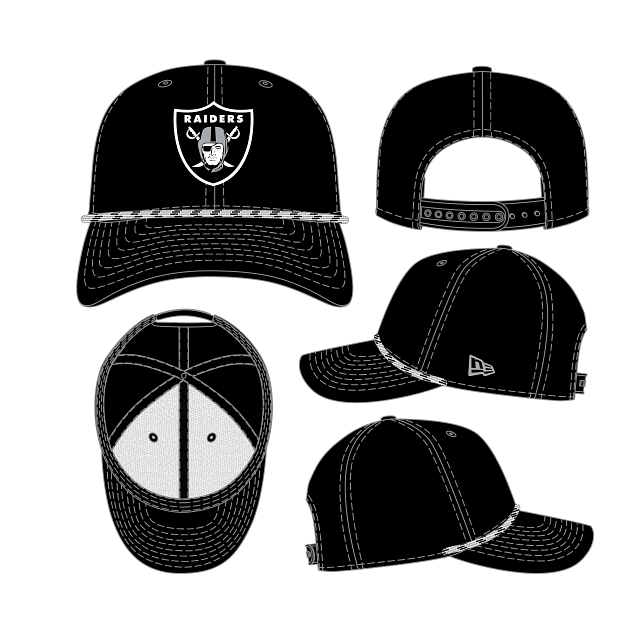 Las Vegas Raiders NFL New Era Men Black 9Seventy Multi-Rope Stretch Snapback Hat product image 1, provided for visual