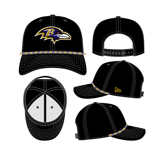 Baltimore Ravens NFL New Era Men Black 9Seventy Multi-Rope Stretch Snapback Hat product image 1, provided for visual