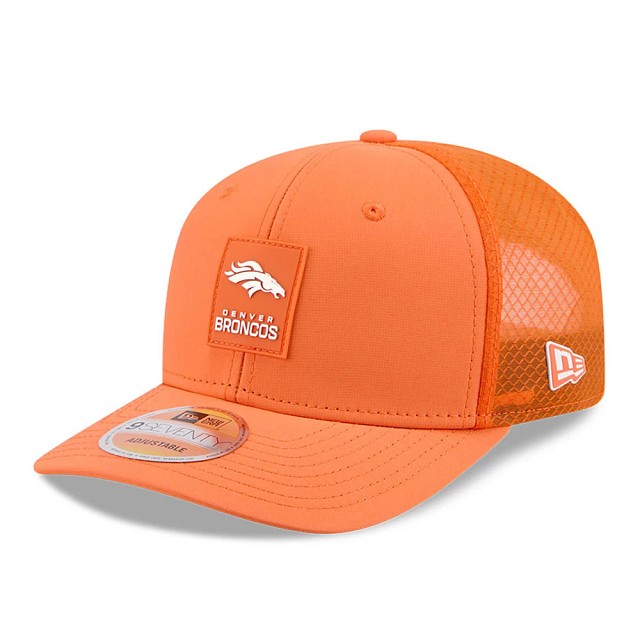 Denver Broncos NFL New Era Men Orange 9Seventy 2025 Sideline Hot Weather Trucker Snapback product image 1, provided for
