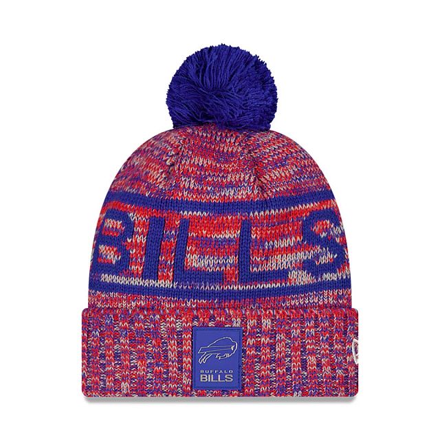 Buffalo Bills NFL New Era Men Blue/Red 2025 Sideline Sport Knit Pom Knit product image 1, provided for visual reference and