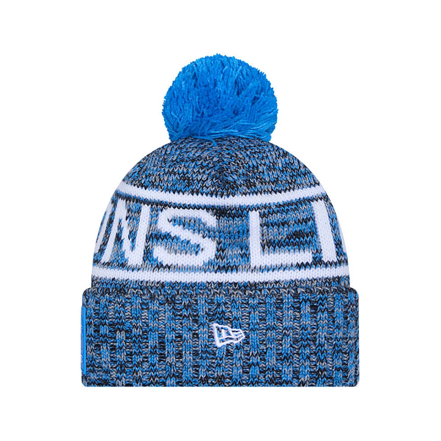 Detroit Lions NFL New Era Men Blue 2025 Sideline Sport Knit Pom Hat product image 3, provided for visual reference and
