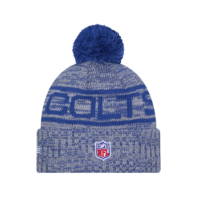 Indianapolis Colts NFL New Era Men Blue 2025 Sideline Sport Knit Pom Hat product image 2, provided for visual reference and
