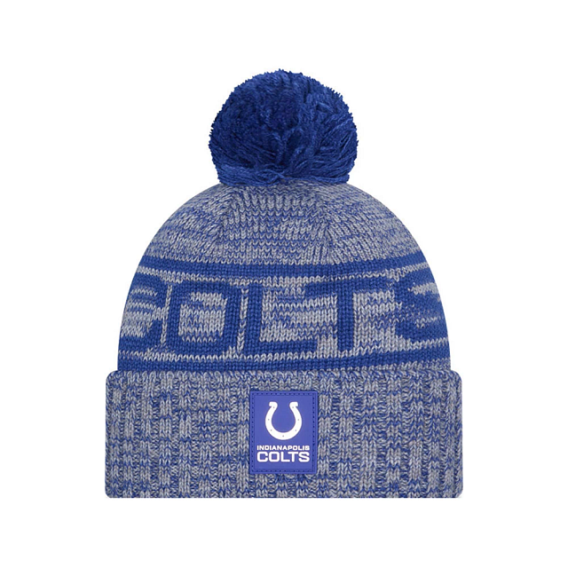 Indianapolis Colts NFL New Era Men Blue 2025 Sideline Sport Knit Pom Hat product image 1, provided for visual reference and