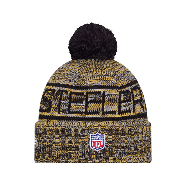 Pittsburgh Steelers NFL New Era Men Yellow 2025 Sideline Sport Knit Pom Hat product image 2, provided for visual reference