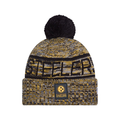 Pittsburgh Steelers NFL New Era Men Yellow 2025 Sideline Sport Knit Pom Hat product image 1, provided for visual reference