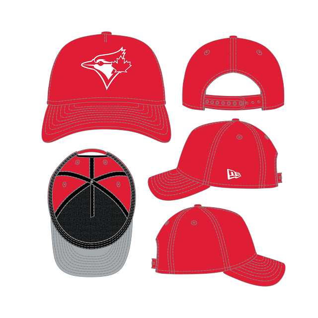 Toronto Blue Jays MLB New Era Men Red 9Forty M-Crown Adjustable A-Frame Hat product image 4, provided for visual reference