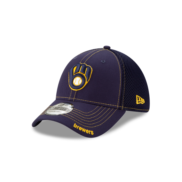Milwaukee Brewers MLB New Era Men Navy 39Thirty Neo Stretch Fit Hat product image 1, provided for visual reference and