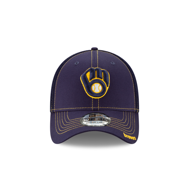 Milwaukee Brewers MLB New Era Men Navy 39Thirty Neo Stretch Fit Hat product image 4, provided for visual reference and