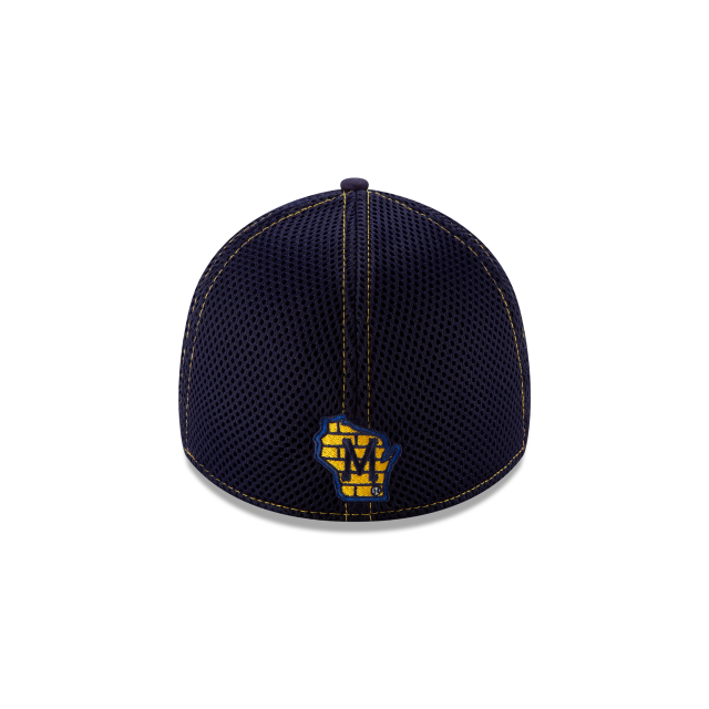 Milwaukee Brewers MLB New Era Men Navy 39Thirty Neo Stretch Fit Hat product image 2, provided for visual reference and