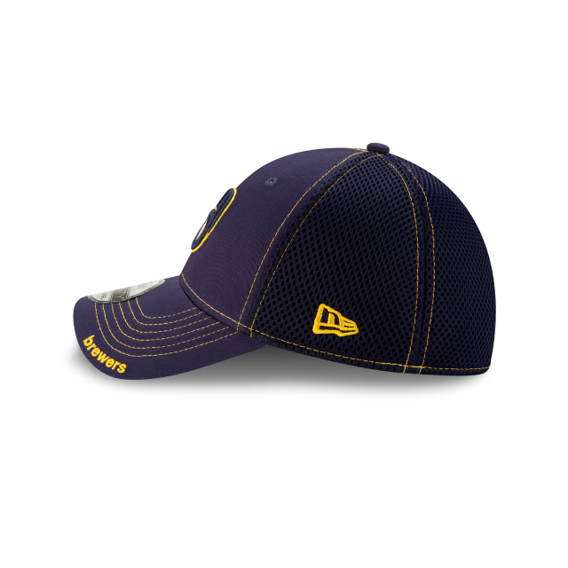 Milwaukee Brewers MLB New Era Men Navy 39Thirty Neo Stretch Fit Hat product image 3, provided for visual reference and