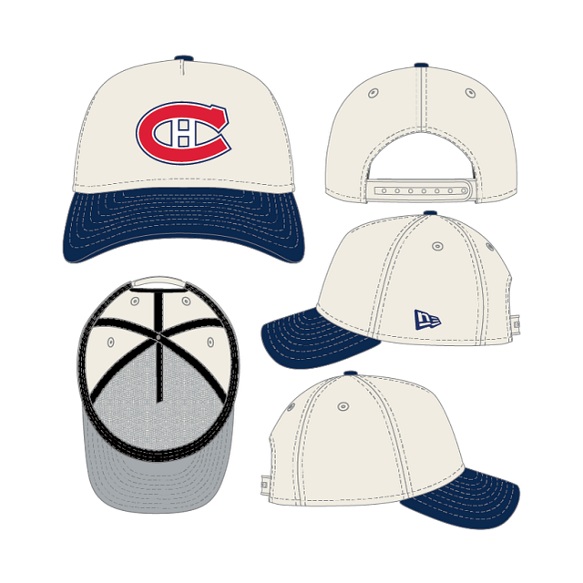 Montreal Canadiens NHL New Era Men Beige Royal Vintage Collection 9Forty A-Frame Snapback Hat product image 3, provided for
