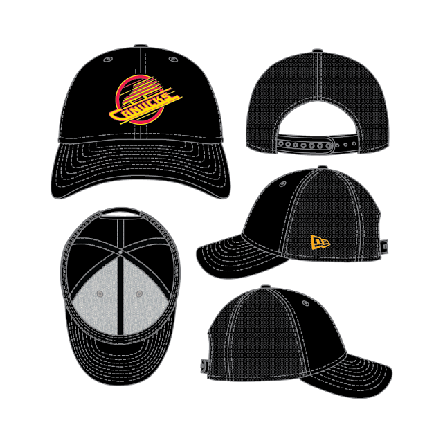 Vancouver Canucks NHL New Era Youth Black 9Forty Stretch Snapback Hat product image 1, provided for visual reference and