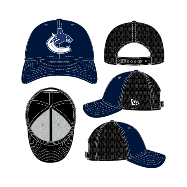 Vancouver Canucks NHL New Era Youth Navy/Black 9Forty Stretch Snapback Hat product image 1, provided for visual reference