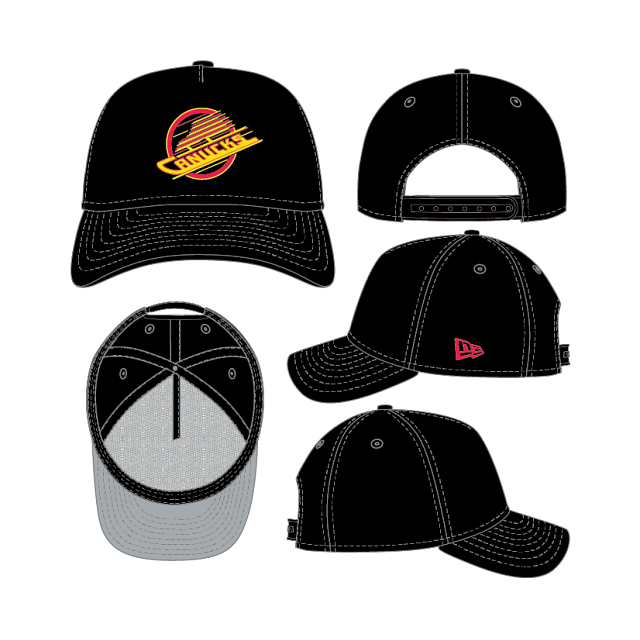 Vancouver Canucks NHL New Era Men Black 9Forty A-Frame Snapback Hat product image 1, provided for visual reference and