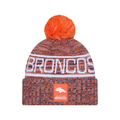 Denver Broncos NFL New Era Men Orange 2025 Sideline Sport Knit Pom Hat product image 1, provided for visual reference and