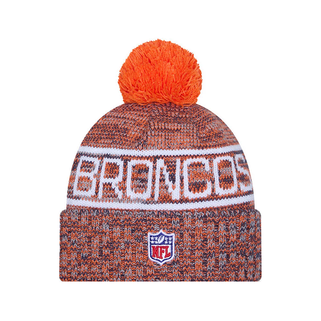 Denver Broncos NFL New Era Men Orange 2025 Sideline Sport Knit Pom Hat product image 2, provided for visual reference and