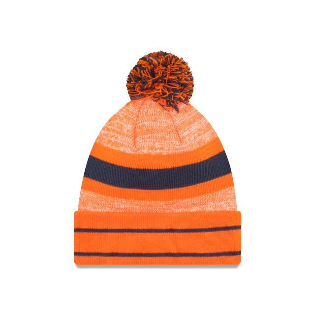 Denver Broncos NFL New Era Men Orange Cuff Pom Knit Hat product image 2, provided for visual reference and product detail