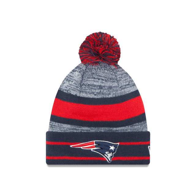 New England Patriots NFL New Era Men Navy Cuff Pom Knit Hat product image 1, provided for visual reference and product