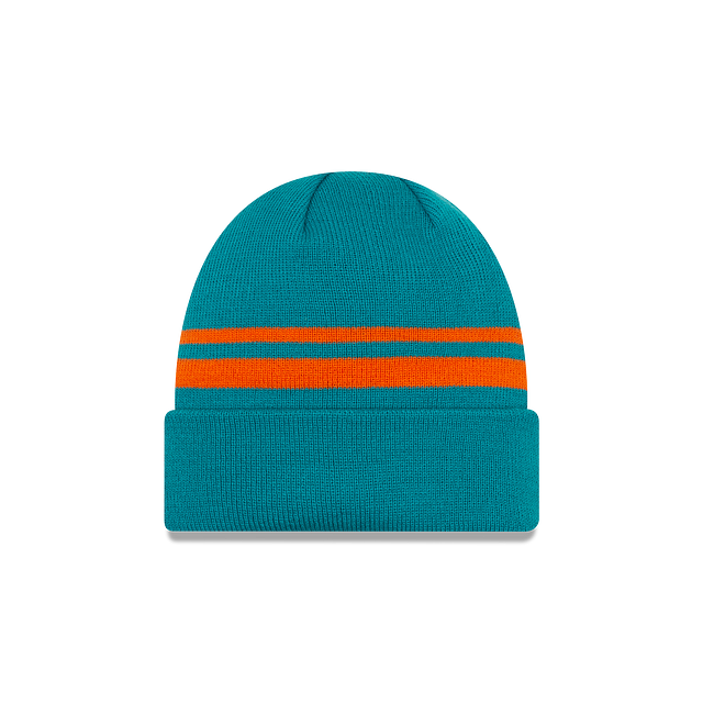 Miami Dolphins NFL New Era Men Teal Cuff Knit Beanie Hat product image 2, provided for visual reference and product detail
