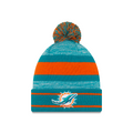 Miami Dolphins NFL New Era Men Teal Cuff Pom Knit Hat product image 1, provided for visual reference and product detail