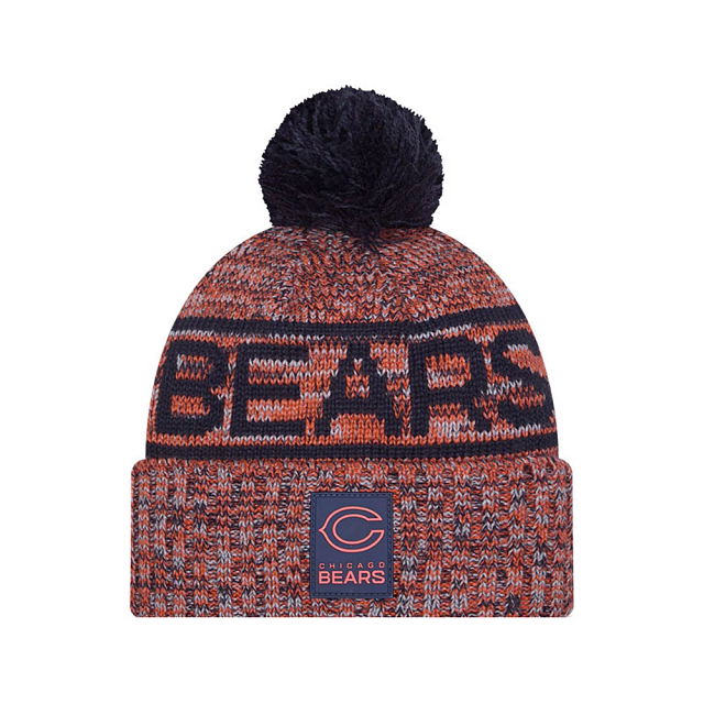 Chicago Bears NFL New Era Men Orange 2025 Sideline Sport Knit Pom Hat product image 1, provided for visual reference and