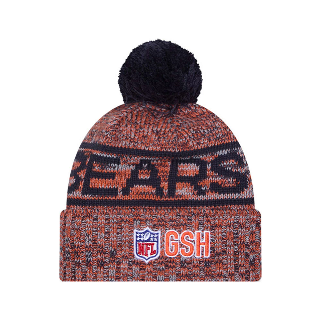 Chicago Bears NFL New Era Men Orange 2025 Sideline Sport Knit Pom Hat product image 2, provided for visual reference and