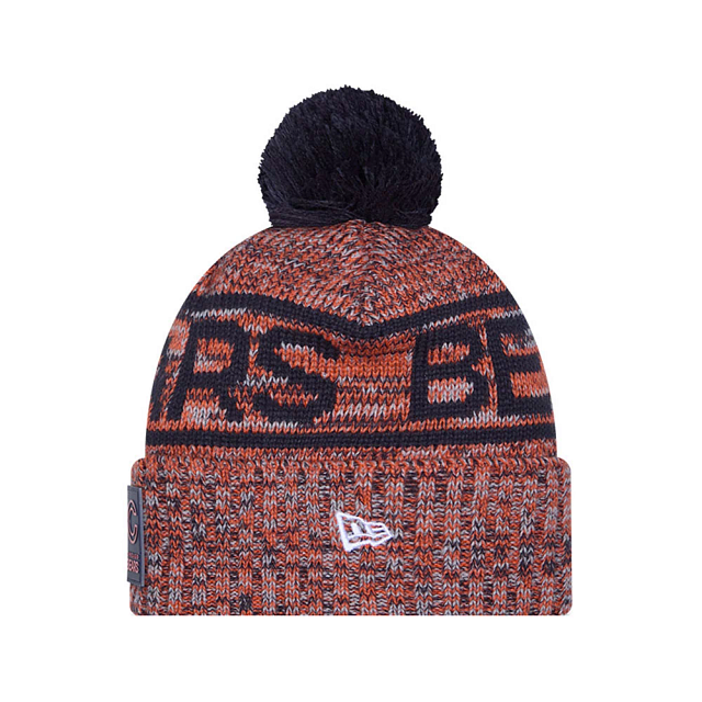 Chicago Bears NFL New Era Men Orange 2025 Sideline Sport Knit Pom Hat product image 3, provided for visual reference and