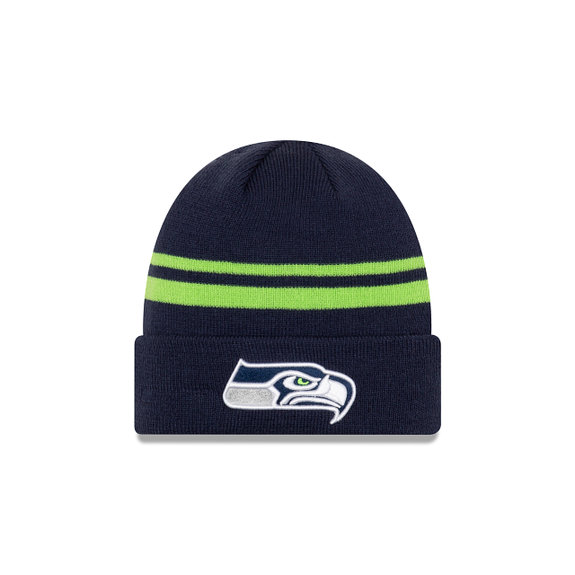 Seattle Seahawks NFL New Era Men Navy Cuff Knit Beanie Hat product image 1, provided for visual reference and product detail