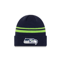 Seattle Seahawks NFL New Era Men Navy Cuff Knit Beanie Hat product image 1, provided for visual reference and product detail