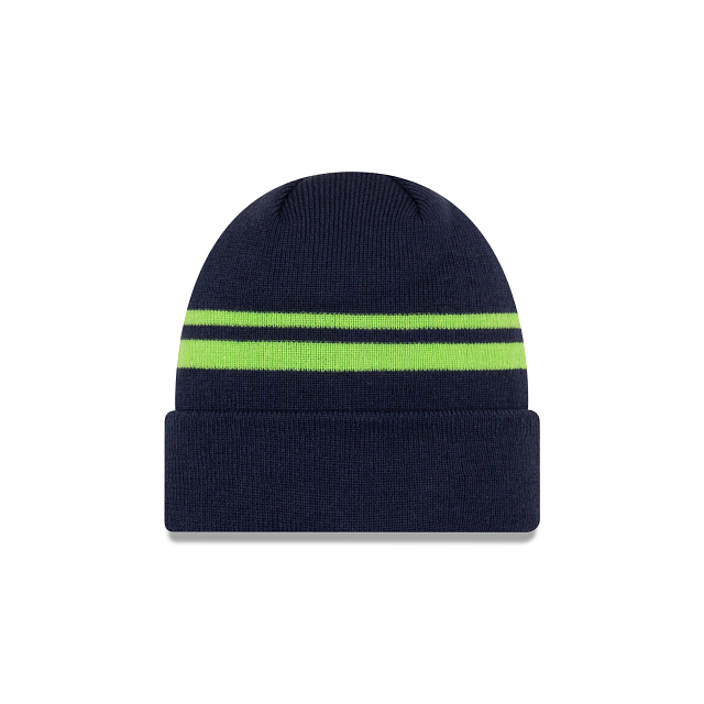 Seattle Seahawks NFL New Era Men Navy Cuff Knit Beanie Hat product image 2, provided for visual reference and product detail